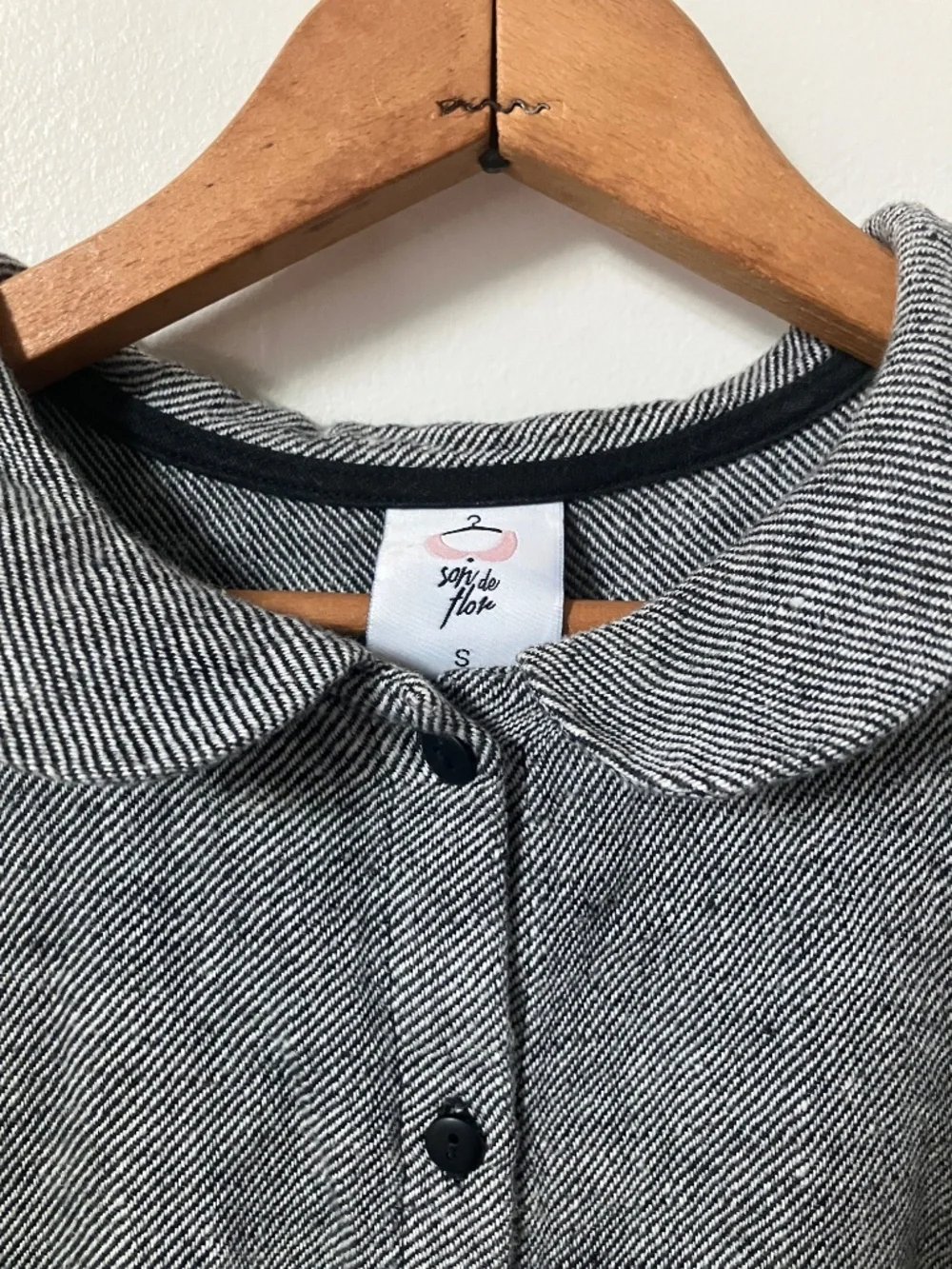 Son de Flor twill linen classic dress in grey moon